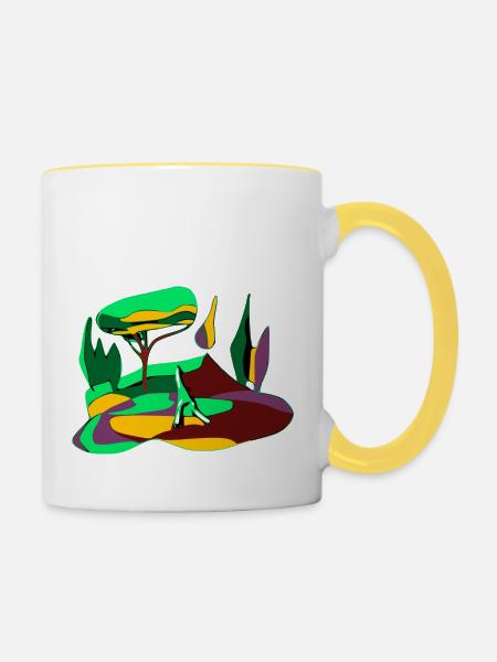 Ländliche Landschaft - Tasse zweifarbig - Weiß/Gelb