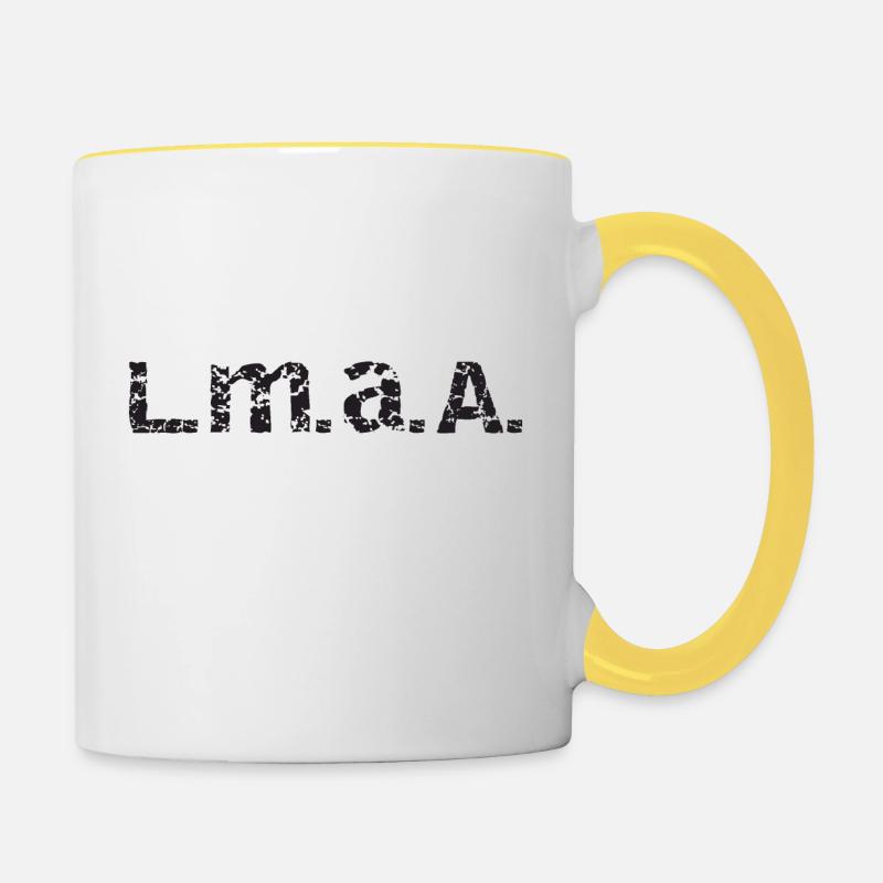 Leck mich am Arsch oder einfach kurz: LmaA - Tasse zweifarbig - Weiß/Gelb