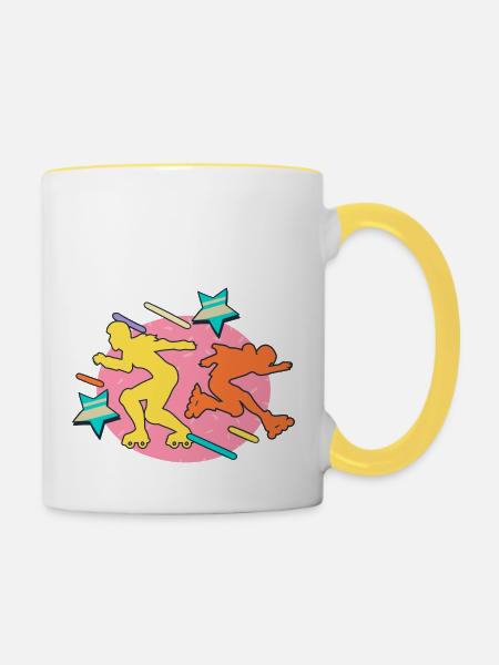 80s rollerblader - Tasse zweifarbig - Weiß/Gelb