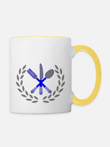 besteck kochen - Tasse zweifarbig - Weiß/Gelb