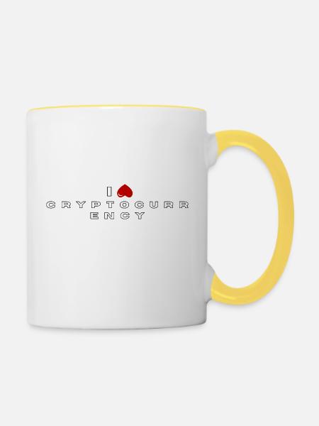 Ich hasse Kryptowährung - Tasse zweifarbig - Weiß/Gelb