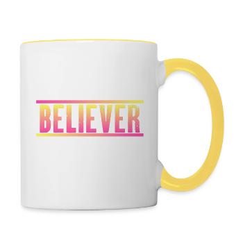 Croyant Faire confiance Foi Je sais ce que je sais don - Mug contrasté - blanc/jaune - Droite