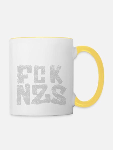 fcknzs grey - Tasse zweifarbig - Weiß/Gelb