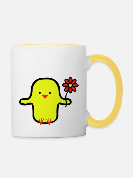 cute bird - Tasse zweifarbig - Weiß/Gelb