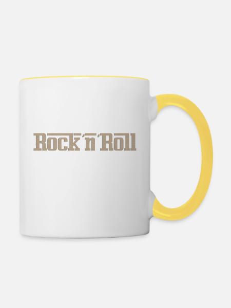 Rock´n´Roll - Tasse zweifarbig - Weiß/Gelb