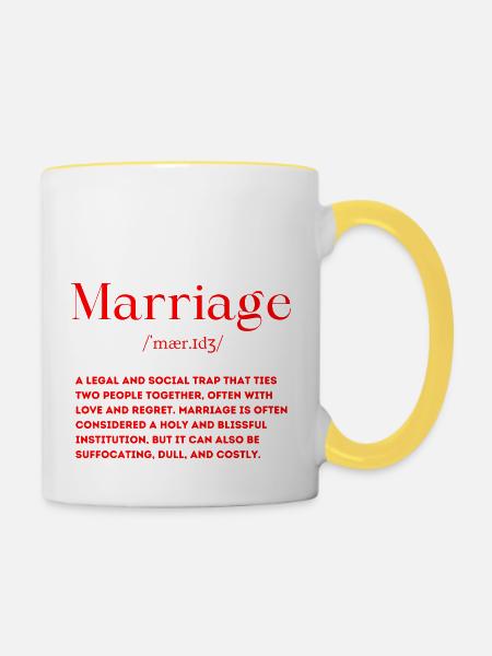Ehe Definition - Tasse zweifarbig - Weiß/Gelb