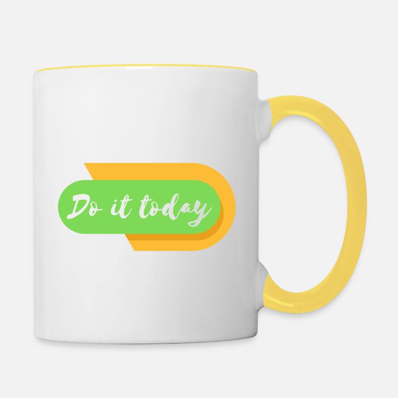Do it today - Tasse zweifarbig - Weiß/Gelb