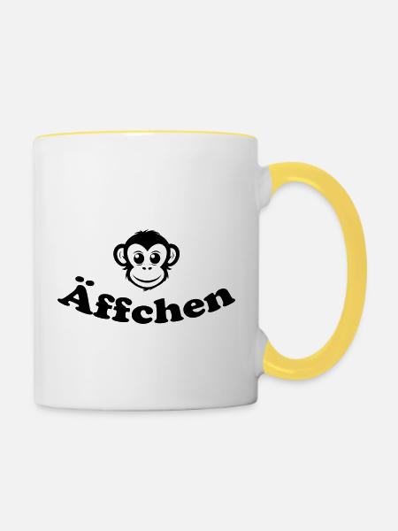 Äffchen - Tasse zweifarbig - Weiß/Gelb
