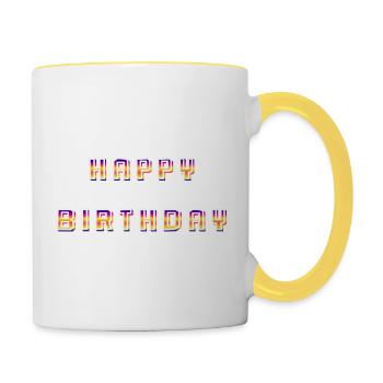 ALLES GUTE ZUM GEBURTSTAG. ALLES GUTE ZUM GEBURTSTAG. JAHRESTAG. - Tasse zweifarbig - Weiß/Gelb - Rechts