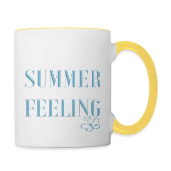 SUMMER FEELING mit Schmetterling - Tasse zweifarbig - Weiß/Gelb - Rechts