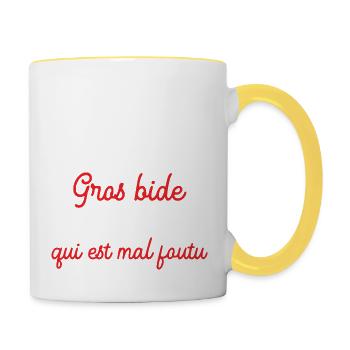 J'ai Pas Un Gros Bide C'est Le Tee Shirt Cadeau - Mug contrasté - blanc/jaune - Droite