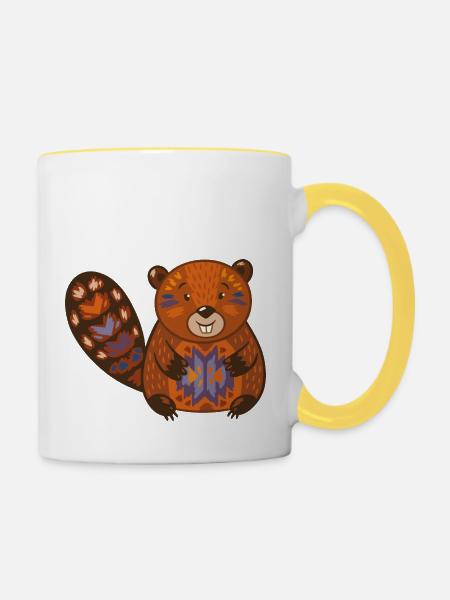 Wildtiere - Tasse zweifarbig - Weiß/Gelb