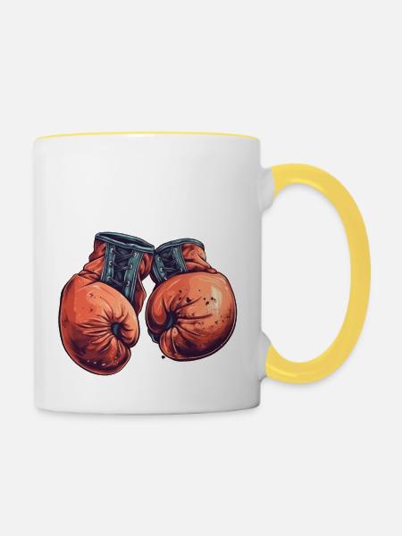 Die Contender-Handschuhe für Champions - Tasse zweifarbig - Weiß/Gelb