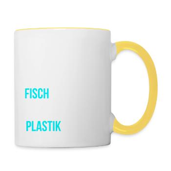 Fische Umweltschutz - Tasse zweifarbig - Weiß/Gelb - Rechts