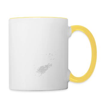 Farbklecks Couture Script - Tasse zweifarbig - Weiß/Gelb - Rechts