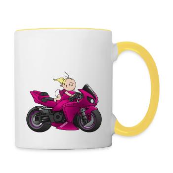 Motor girl - Contrasting Mug - white/yellow - Right