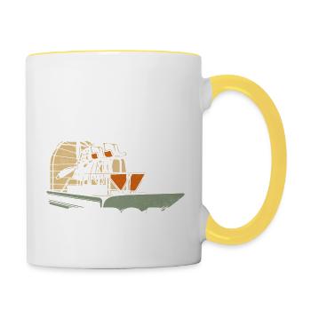 Ne sous-estimez jamais un vieil homme qui aime l’hydroglisseur W - Mug contrasté - blanc/jaune - Droite