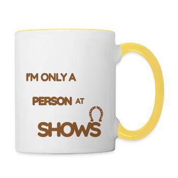 Je ne suis qu’une personne équestre aux concours hippiques - Mug contrasté - blanc/jaune - Droite