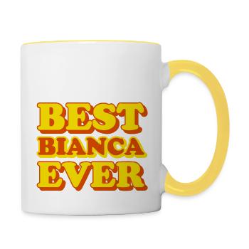 Bianca Vorname lustiges Geschenk - Tasse zweifarbig - Weiß/Gelb - Rechts