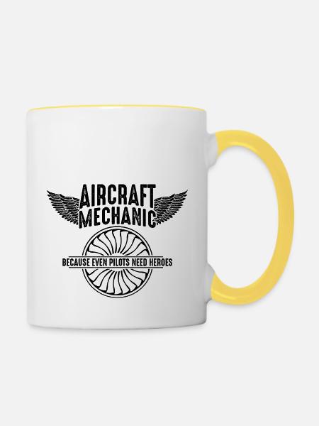 Flugzeugmechaniker Luftfahrttechniker - Tasse zweifarbig - Weiß/Gelb