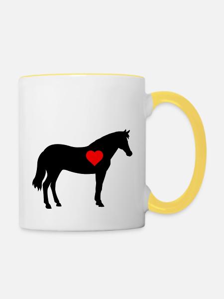 horse - Tasse zweifarbig - Weiß/Gelb