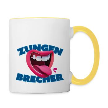 Zungenbrecher - Tasse zweifarbig - Weiß/Gelb - Rechts