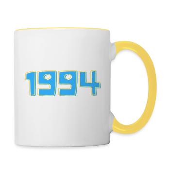 1994 Blau & Gelb - Tasse zweifarbig - Weiß/Gelb - Rechts