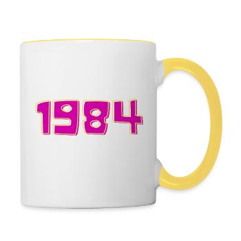 Year 1984 Pink and Yellow - Contrasting Mug - white/yellow - Right