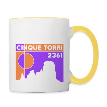 Cinque Torri Cinq Tours Randonnée Randonnée Dolomite - Mug contrasté - blanc/jaune - Droite