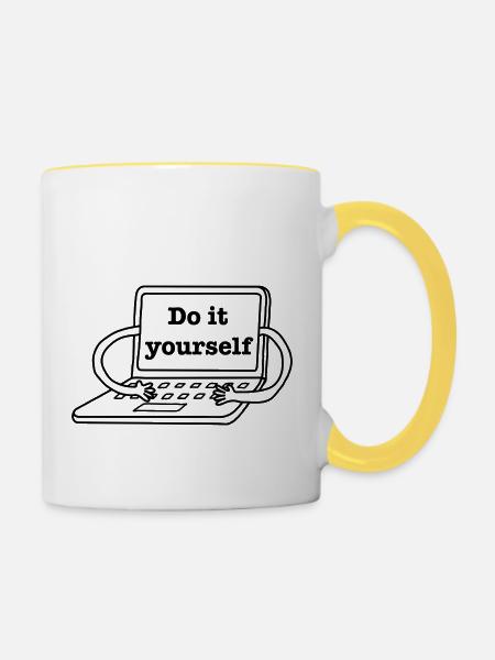 Do it yourself - Tasse zweifarbig - Weiß/Gelb