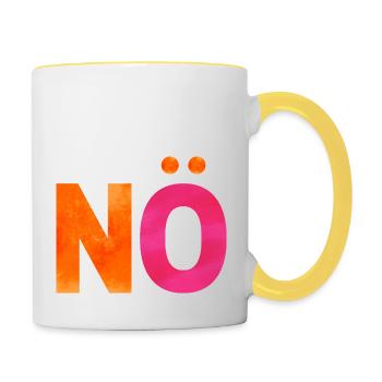 NÖ. Ein Shirt, ein Wort. - Tasse zweifarbig - Weiß/Gelb - Rechts