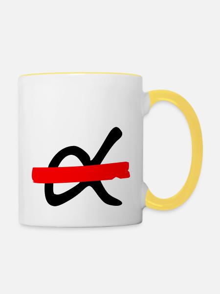 KEIN Macho-Logo - Tasse zweifarbig - Weiß/Gelb
