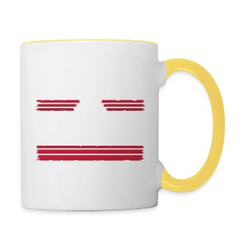 cadeau de fête coeur drôle signe de paix amusant amour - Mug contrasté - blanc/jaune - Droite