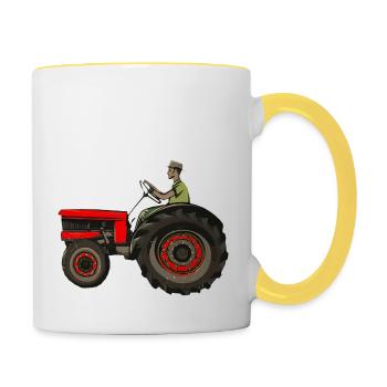 Conducteur de tracteur - Mug contrasté - blanc/jaune - Droite