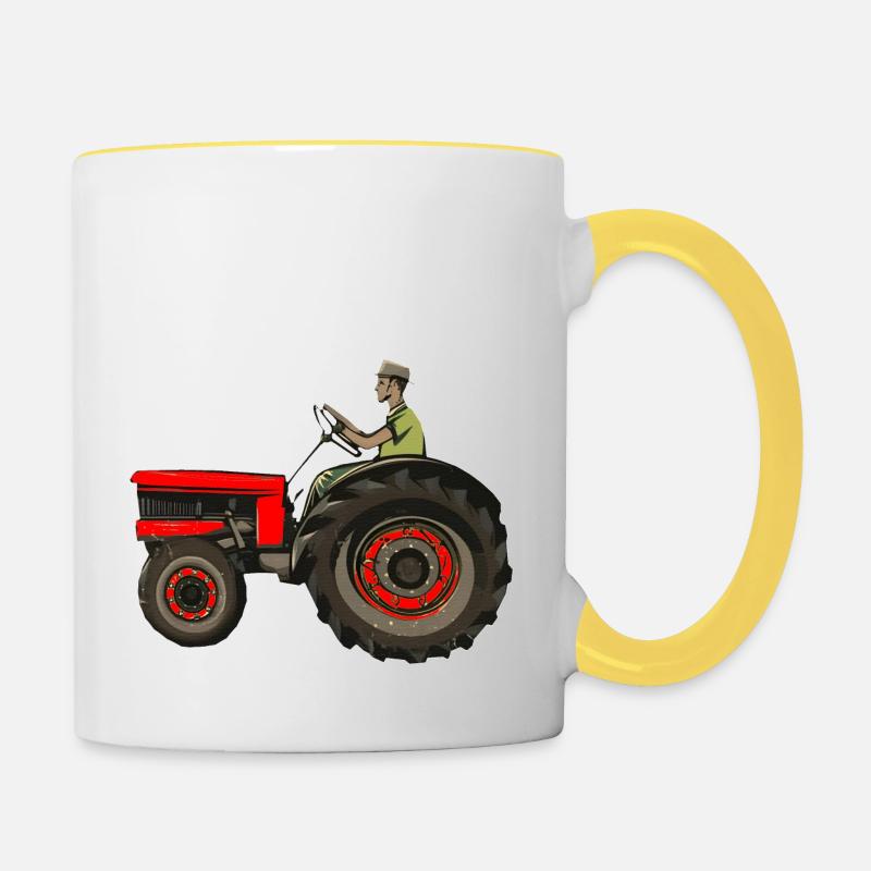 Conducteur de tracteur - Mug contrasté - blanc/jaune