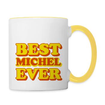 Michel First Name Funny Gift - Contrasting Mug - white/yellow - Right