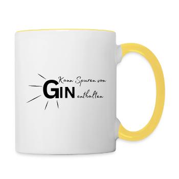 Peut contenir des traces de gin - Mug contrasté - blanc/jaune - Droite