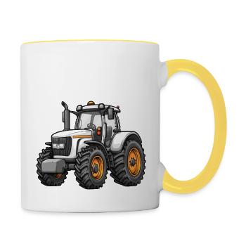 Niedlicher Traktor - Tasse zweifarbig - Weiß/Gelb - Rechts
