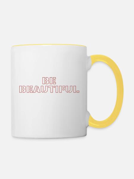 Be beautiful - Tasse zweifarbig - Weiß/Gelb