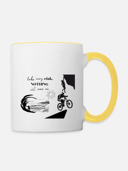 Extremsport - take every risk - Tasse zweifarbig - Weiß/Gelb