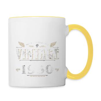 74 Jahre alter Jahrgang 1950 Limitierte Auflage 74. - Tasse zweifarbig - Weiß/Gelb - Rechts