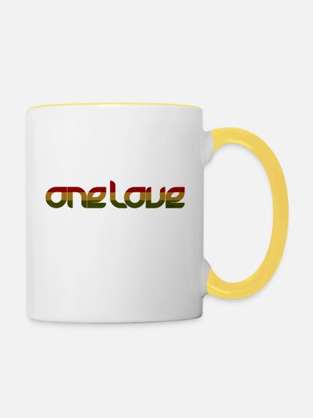 ridm one love rasta - Tasse zweifarbig - Weiß/Gelb