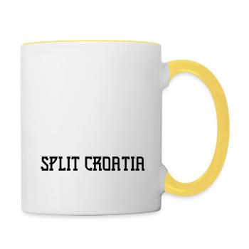 Split croatia football soccer dalmatia tourism - Contrasting Mug - white/yellow - Right
