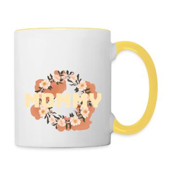 Mother's love in the sea of flowers - Contrasting Mug - white/yellow - Right
