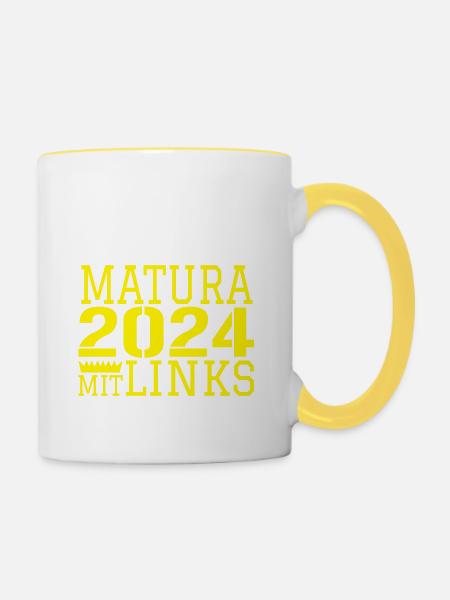 Matura Sprüche - Tasse zweifarbig - Weiß/Gelb