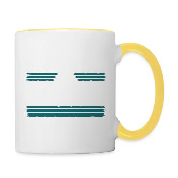 joke heart birthday present idea global peace - Contrasting Mug - white/yellow - Right