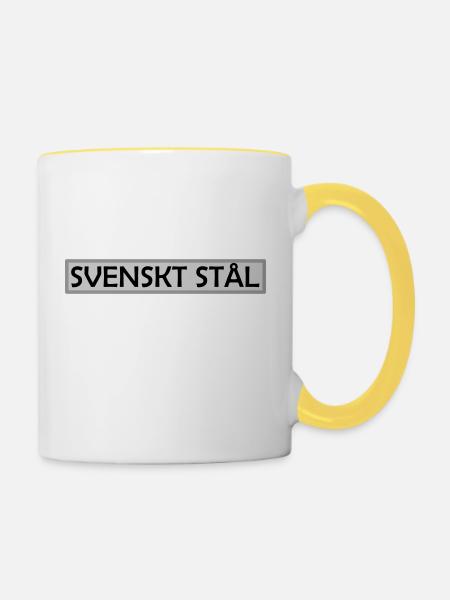 Schwedischer Stahl - Tasse zweifarbig - Weiß/Gelb