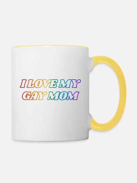 Ich liebe meine schwule Mutter - Tasse zweifarbig - Weiß/Gelb