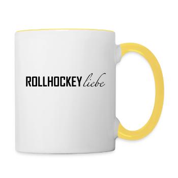 Rollhockeyliebe - Tasse zweifarbig - Weiß/Gelb - Rechts