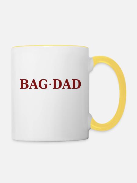 Lustiger Spruch: "BAG DAD" - Tasse zweifarbig - Weiß/Gelb